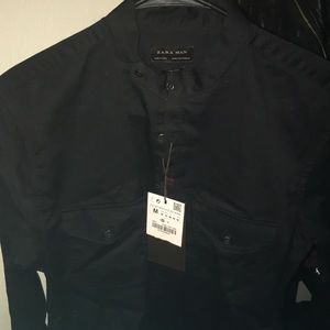 Mandarin collar men’s dress shirt